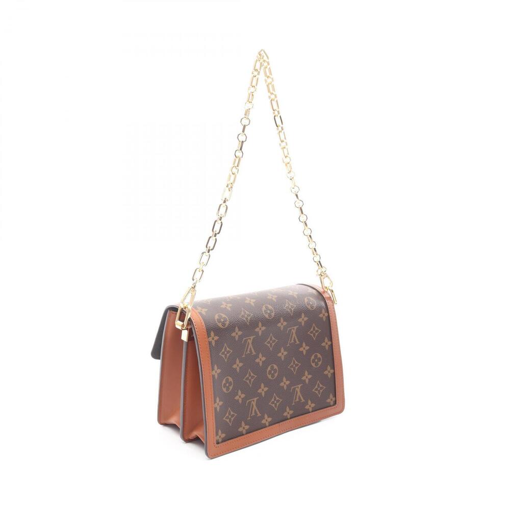 Louis Vuitton Shoulder Canvas Monogram Bag Reverse Brown Leather Dauphine